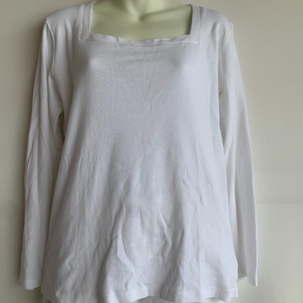 Jones New York womens white long sleeve shirt sz M